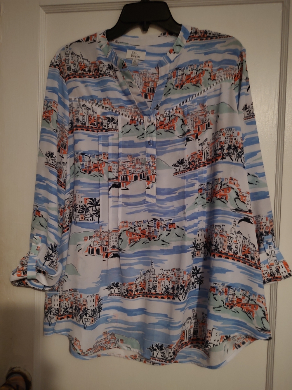 Scenic Coastal Print Lightweight Blouse